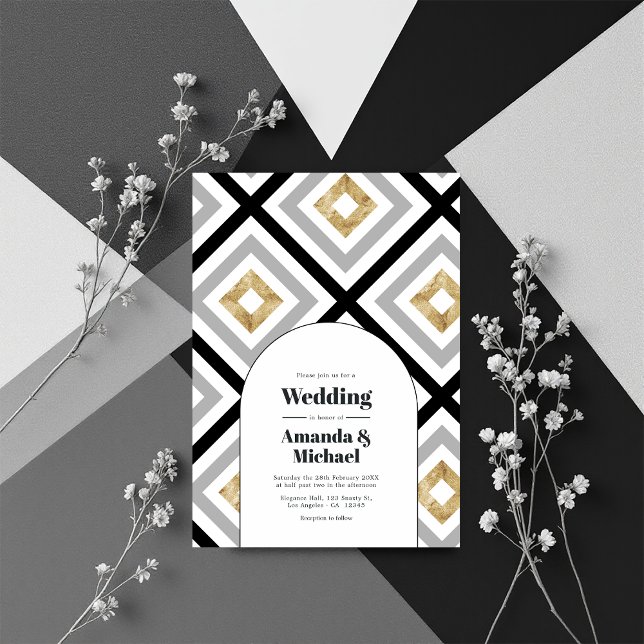 Convite Casamento Geométrico Moderno (Modern Geometric Wedding Invitation)