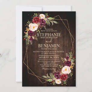 Convite Casamento Geométrico Moderno Floral de Blush
