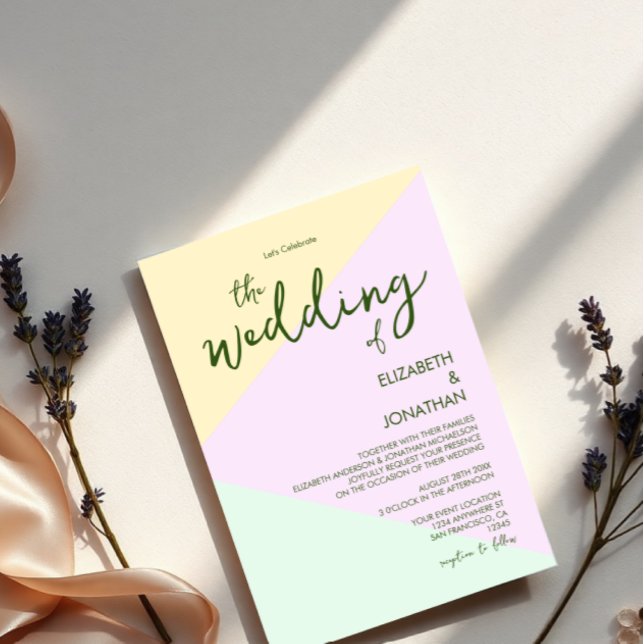 Convite Casamento Geométrico Pastel Suave (Criador carregado)