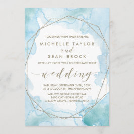 Convite Casamento Geométrico por Aquarela