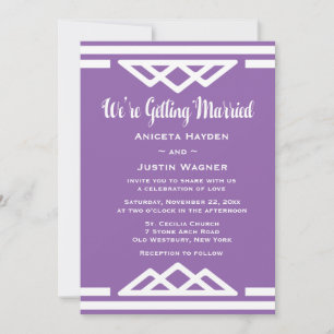 Convite Casamento Geométrico Triângulo Tribal Moderno Roxo