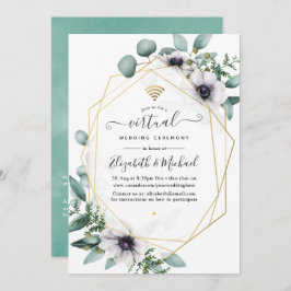 Convite Casamento Geométrico Virtual Eucalyptus Anemone