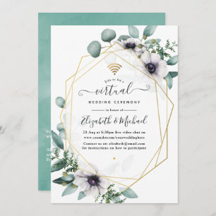 Convite Casamento Geométrico Virtual Eucalyptus Anemone