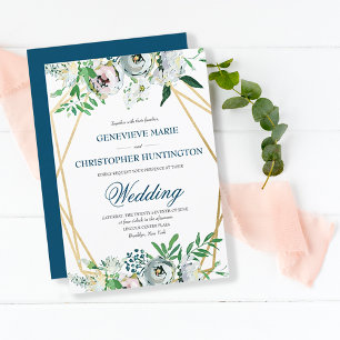 Convite Casamento Geométrico Watercolor Boho Floral