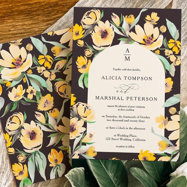 Convite Casamento gico de girassol amarelo russo (Criador carregado)