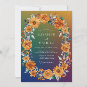 Convite Casamento Girassol Âmbar Eucalipto Índigo