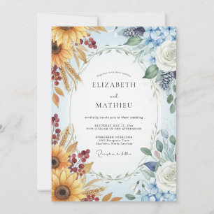 Convite Casamento Girassol Eucalipto Céu Âmbar