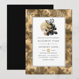 Convite Casamento Glam Black e Gold