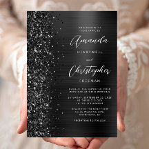 Casamento Glam Black Metal Fosco Brilhante Script