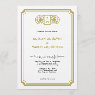 Convite Casamento glam retro de Hollywood do art deco