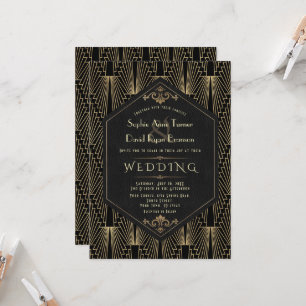 Convite Casamento Glam Roaring 20s Grande Gatsby Art Déco