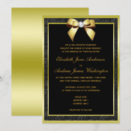Convite Casamento Glamouroso Arco Dourado e Lantejoulas Pr