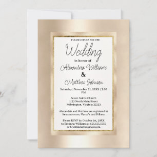 Convite Casamento glamouroso com champanhe branco elegante