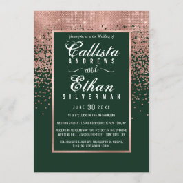 Convite Casamento Glitter Confetti, Rosa Verde-Chic
