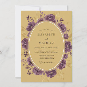 Convite Casamento Gold Amethyst Ranunculus Sage