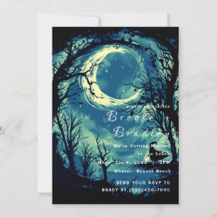 Convite Casamento Gótico Azul-Verde ao Luar