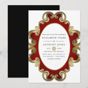 Convite Casamento Gótico Barroco de Natal Ornamentado Vint