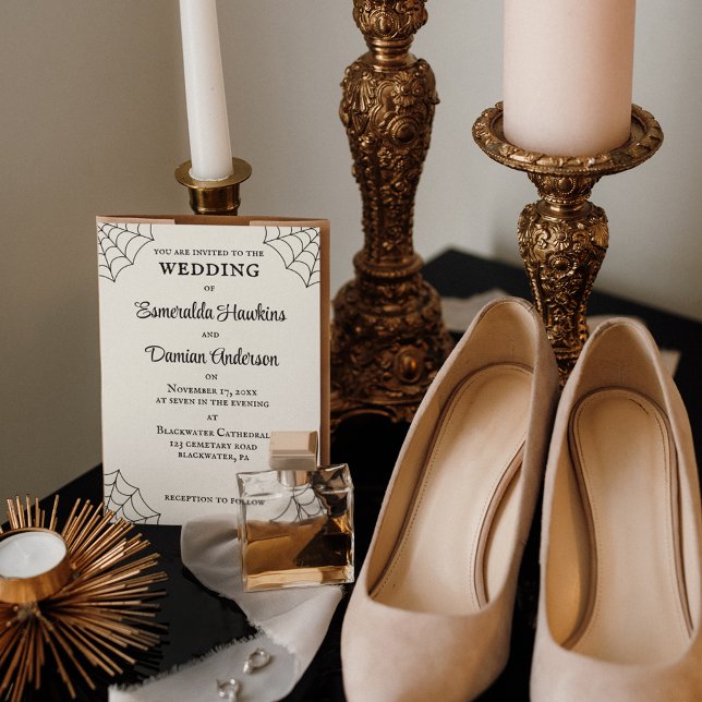 Convite Casamento Gótico Branco e Negro (Criador carregado)