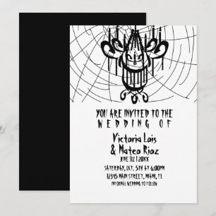 Convite Casamento Gótico Candeeiro Teia de Aranha Preto