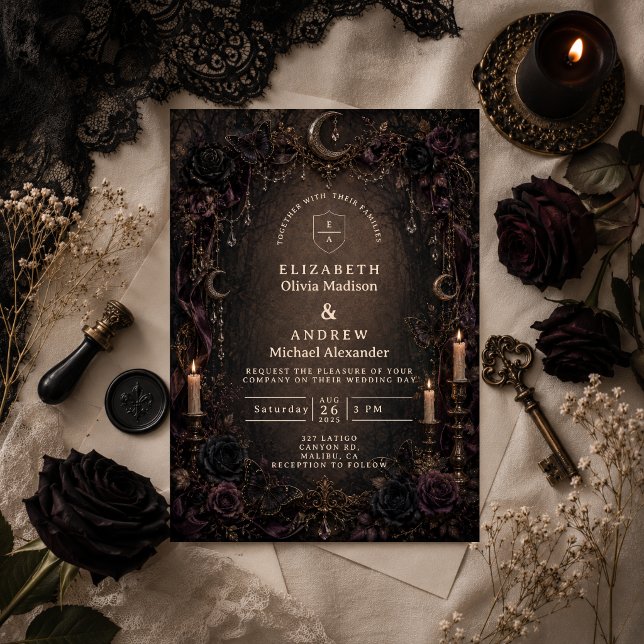 Convite Casamento Gótico Caprichoso (Criador carregado)