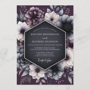 Convite Casamento Gótico Carvão & Mauve