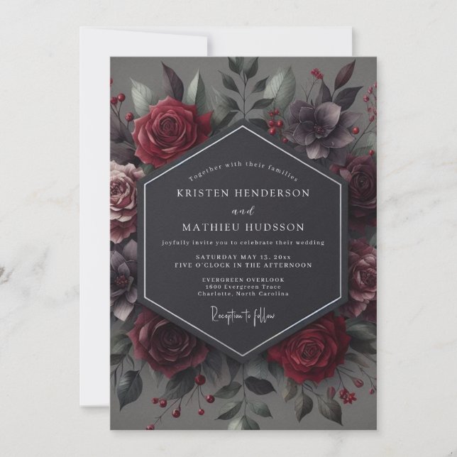Convite Casamento Gótico Claret (Frente)