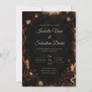 Convite Casamento Gótico com Velas Aceso