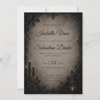 Convite Casamento Gótico de Romance Sombrio