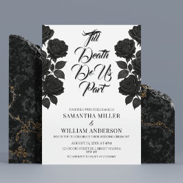 Convite Casamento Gótico de Rosas Negras de Halloween