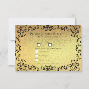 Convite Casamento Gótico Dourado e Negra