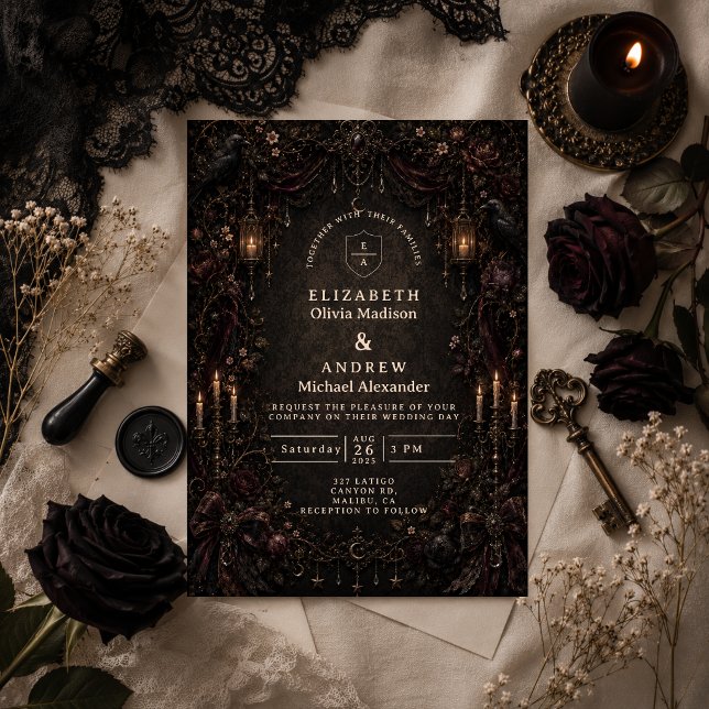 Convite Casamento Gótico Encantado e Caprichoso (Criador carregado)