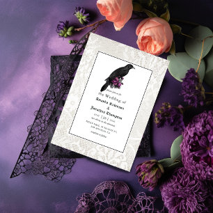 Convite Casamento Gótico Floral e Renda
