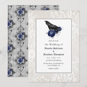 Convite Casamento Gótico Floral e Renda