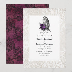 Convite Casamento Gótico Floral e Renda