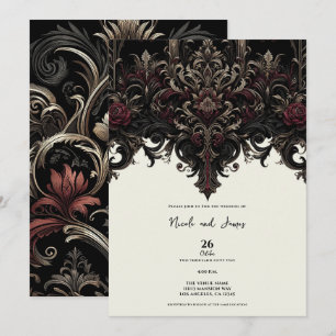 Convite Casamento Gótico Floral Ornate Elegante