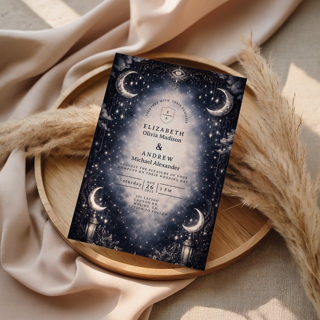 Convite Casamento Gótico Lua Celestial (Criador carregado)