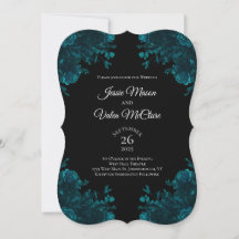 Casamento Gótico Negro Rosa Teal