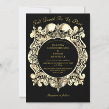 Casamento Gótico Preto e Dourado Até a Morte