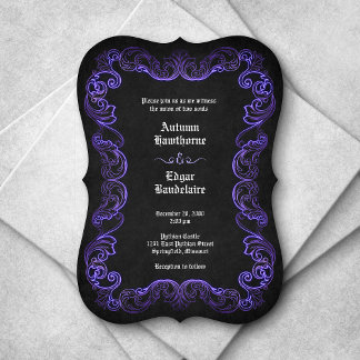 Convite Casamento Gótico Preto Roxo