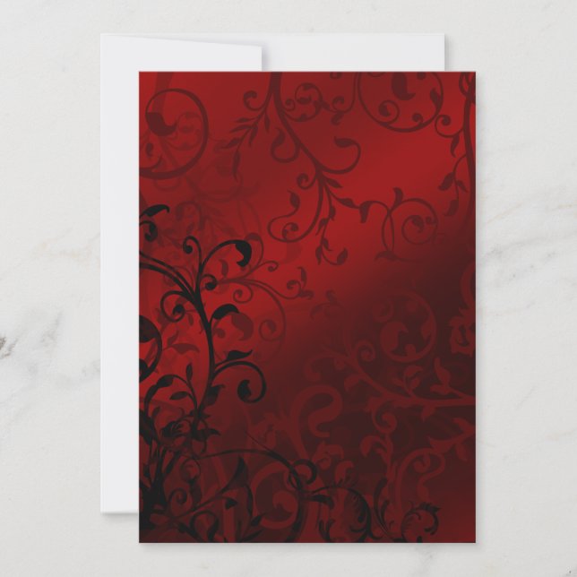 Convite Casamento Gótico Red Damask (Frente)