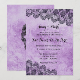 Convite Casamento Gótico Roxo-Roxo-Preto