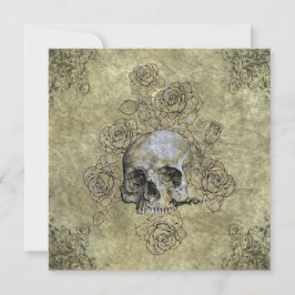 Convite Casamento Gótico Steampunk Crânio e Rosas
