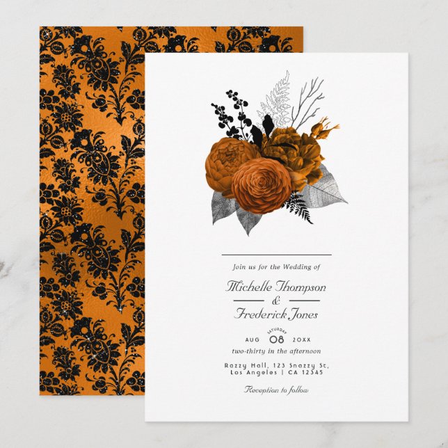 Convite Casamento Gótico Vintage (Frente/Verso)