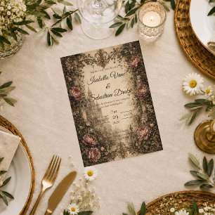Convite Casamento Gótico Vintage Romântico