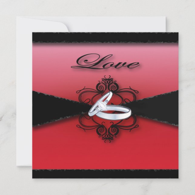 Convite casamento gótico vitoriano-branco vermelho-e-preto (Frente)