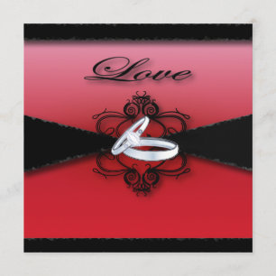 Convite casamento gótico vitoriano steampunk vermelho e pr