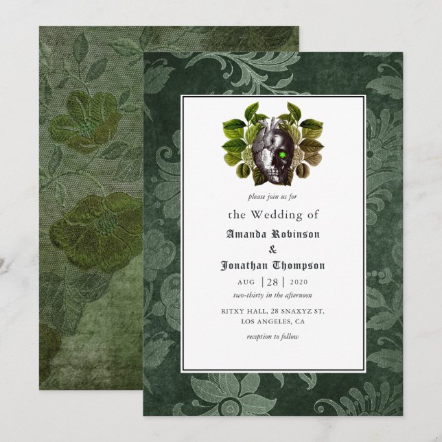 Convite Casamento Gótico Witchwood (Frente/Verso)