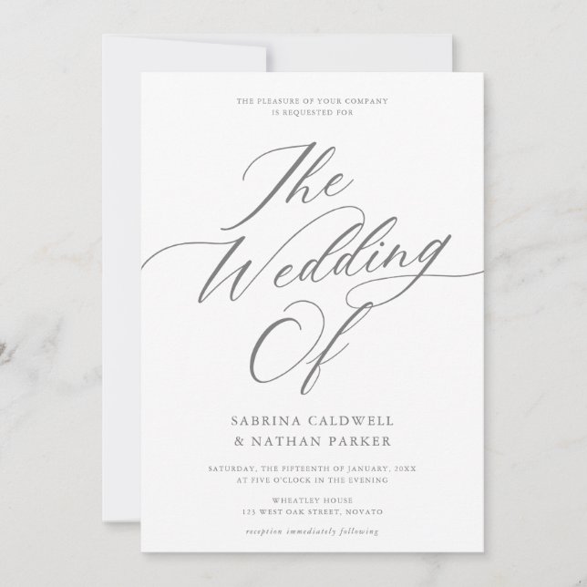 Convite Casamento Graceful Modern Script (Frente)