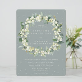 Convite Casamento Grande de Snowberry+Eucalyptus Wreath
