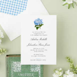 Convite Casamento Grandmillennial com Hortênsia Azul